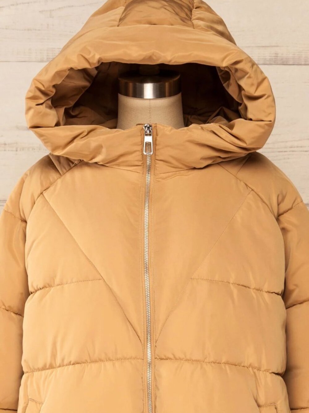 Winter Puffer Jacket Short Oversized Beige S - Picture 7 of 16